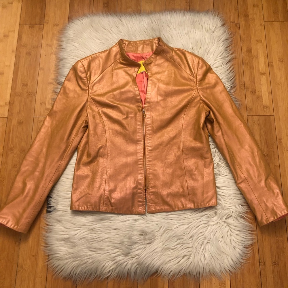 Elegant Copper Leather Jacket for Women
